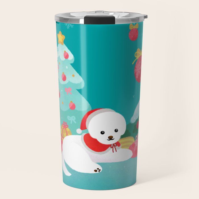 Christmas bichon frise 2 Travel Mug Gallery Image 1