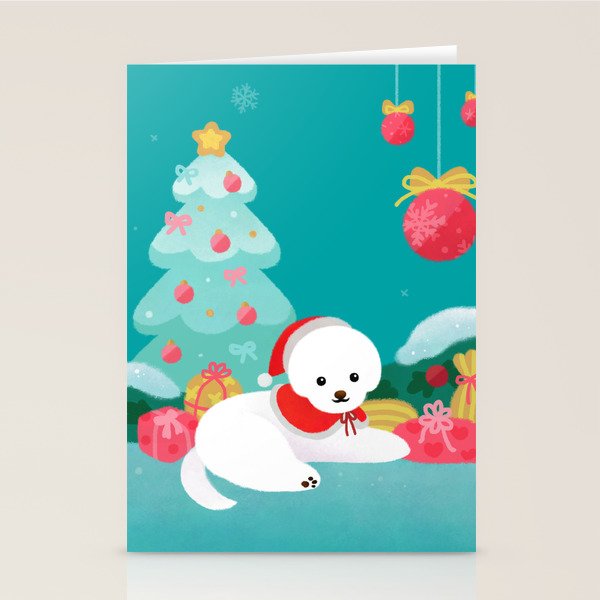 Christmas bichon frise 2 Stationery Card Gallery Image 1
