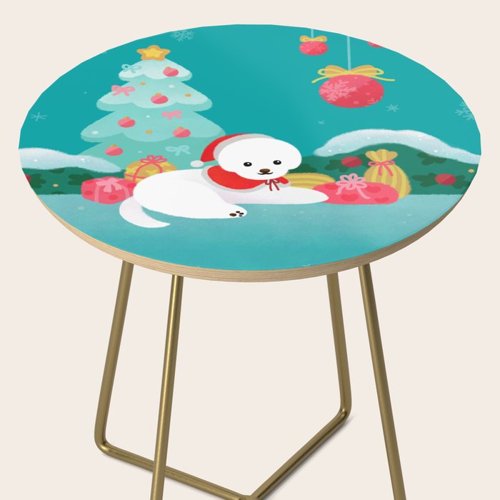 Christmas bichon frise 2 Side Table Gallery Image 2