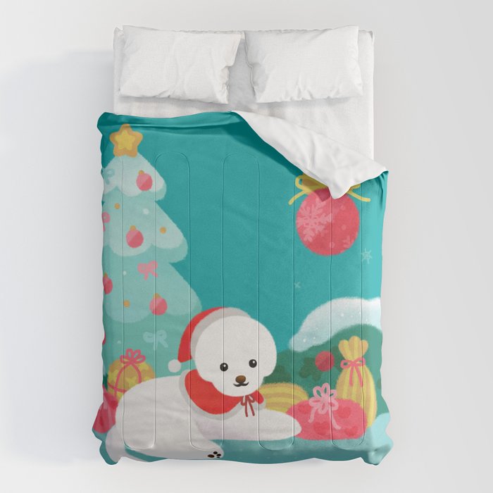 Christmas bichon frise 2 Comforter Gallery Image 6