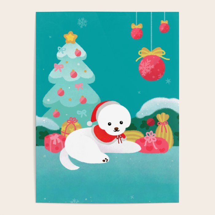 Christmas bichon frise 2 Poster Gallery Image 4
