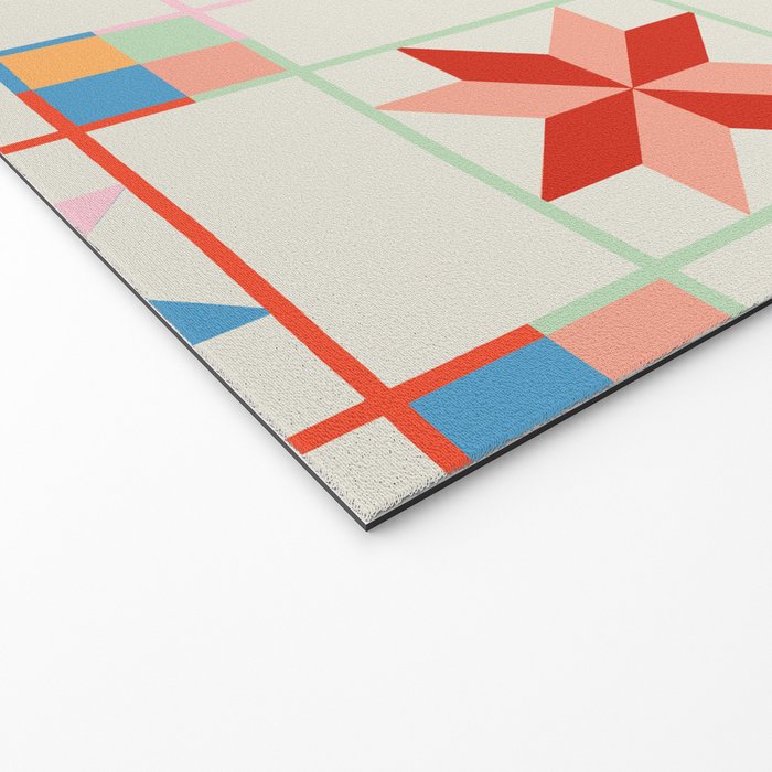 Vibrant  Colorful Star Quilt Pattern Welcome Mat Gallery Image 2