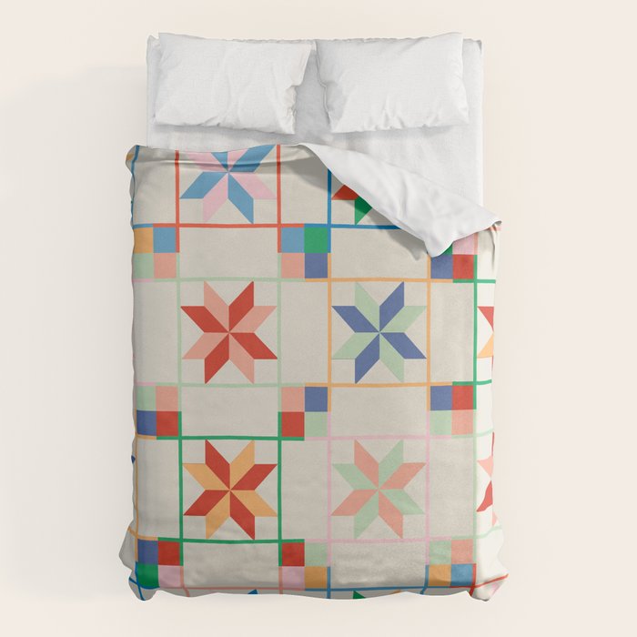 Vibrant  Colorful Star Quilt Pattern Duvet Cover Gallery Image 6