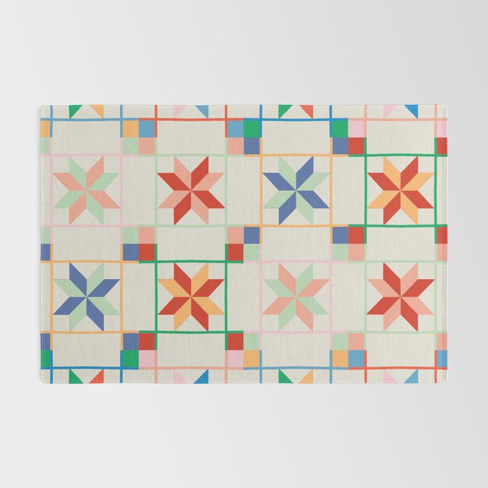 Vibrant  Colorful Star Quilt Pattern Rug Gallery Image 2