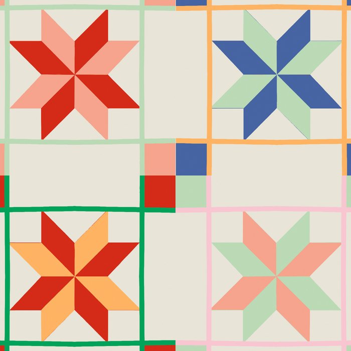 Vibrant  Colorful Star Quilt Pattern Coffee Mug Gallery Image 2