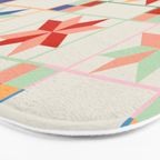 Vibrant  Colorful Star Quilt Pattern Bath Mat Gallery Image 3