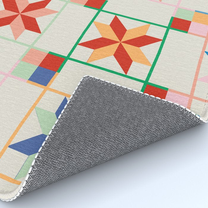 Vibrant  Colorful Star Quilt Pattern Rug Gallery Image 4