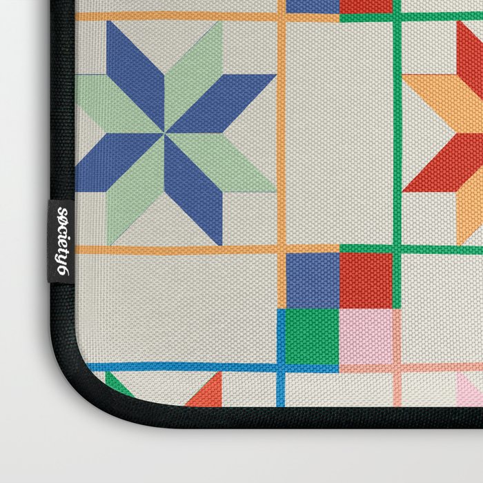 Vibrant  Colorful Star Quilt Pattern Laptop Sleeve Gallery Image 3