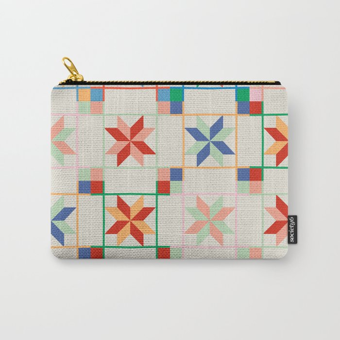 Vibrant  Colorful Star Quilt Pattern Carry All Pouch Gallery Image 1