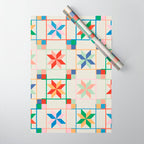 Vibrant  Colorful Star Quilt Pattern Wrapping Paper Gallery Image 1