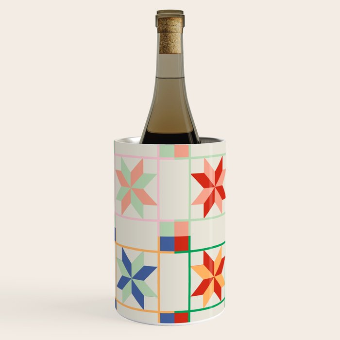 Vibrant  Colorful Star Quilt Pattern Wine Chiller Gallery Image 2