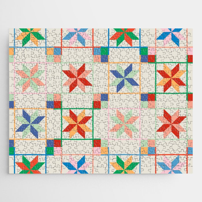 Vibrant  Colorful Star Quilt Pattern Jigsaw Puzzle Gallery Image 1