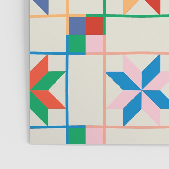 Vibrant  Colorful Star Quilt Pattern Poster Gallery Image 3