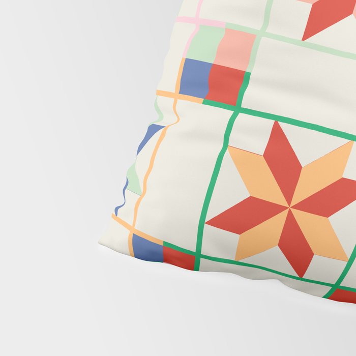 Vibrant  Colorful Star Quilt Pattern Pillow Sham Gallery Image 4