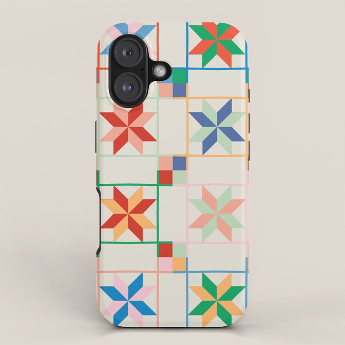 Vibrant  Colorful Star Quilt Pattern iPhone Case Gallery Image 1