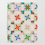 Vibrant  Colorful Star Quilt Pattern Poster Gallery Image 4