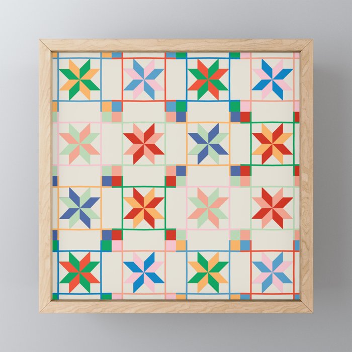 Vibrant  Colorful Star Quilt Pattern Mini Art Print Gallery Image 1