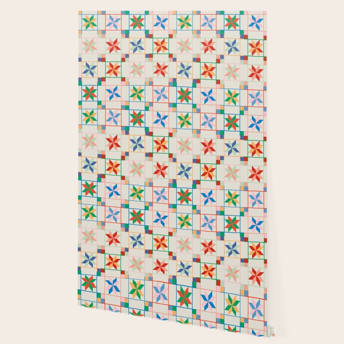 Vibrant  Colorful Star Quilt Pattern Wallpaper Gallery Image 2