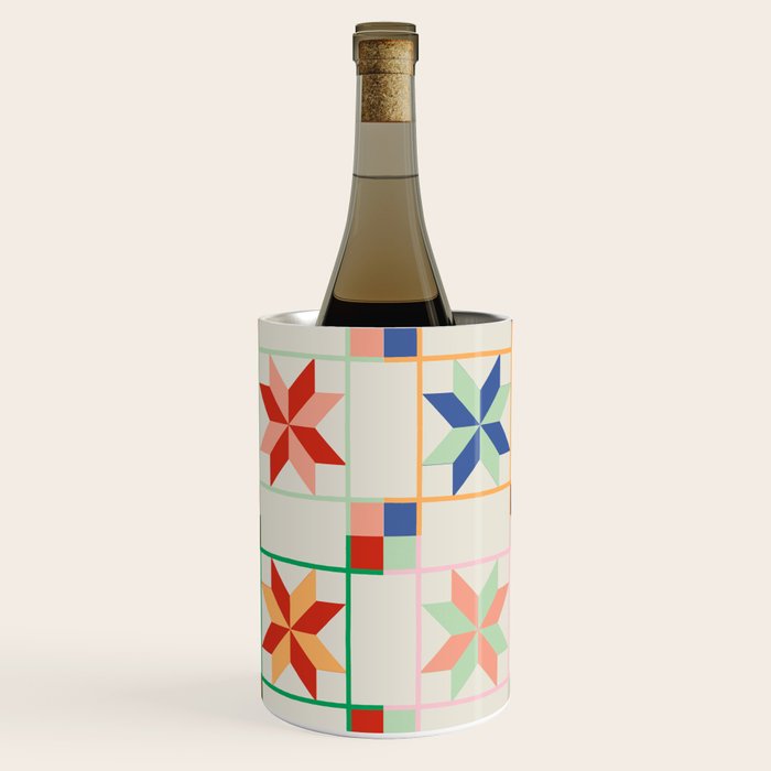 Vibrant  Colorful Star Quilt Pattern Wine Chiller Gallery Image 1
