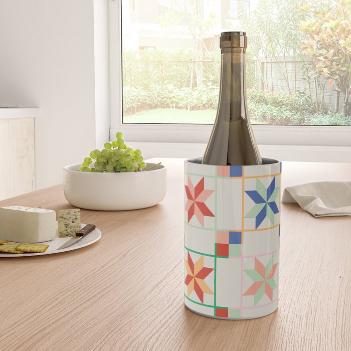 Vibrant  Colorful Star Quilt Pattern Wine Chiller Gallery Image 4