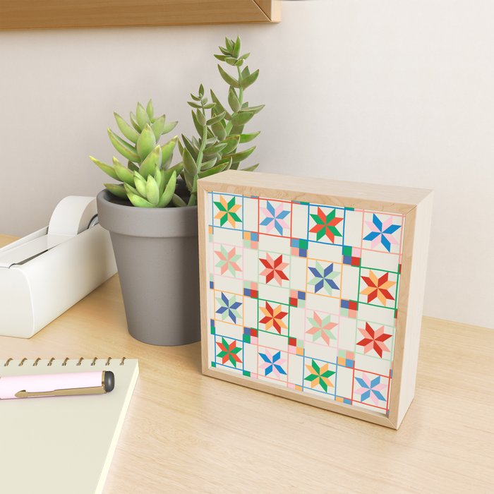 Vibrant  Colorful Star Quilt Pattern Mini Art Print Gallery Image 2