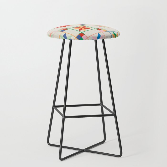 Vibrant  Colorful Star Quilt Pattern Stool Gallery Image 1