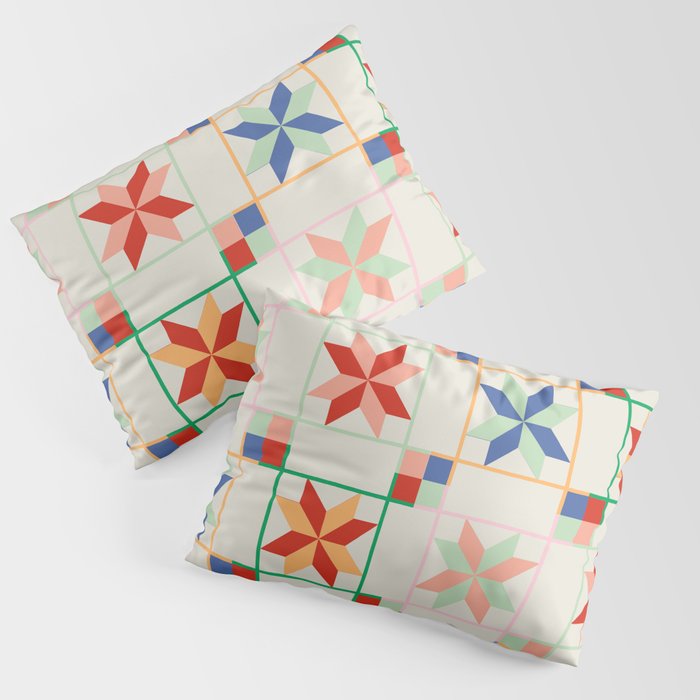 Vibrant  Colorful Star Quilt Pattern Pillow Sham Gallery Image 3