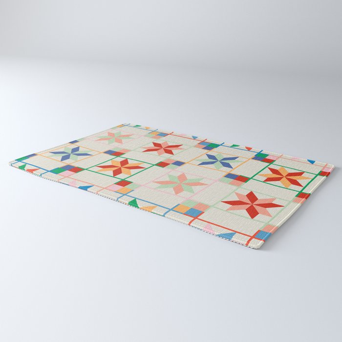 Vibrant  Colorful Star Quilt Pattern Rug Gallery Image 3