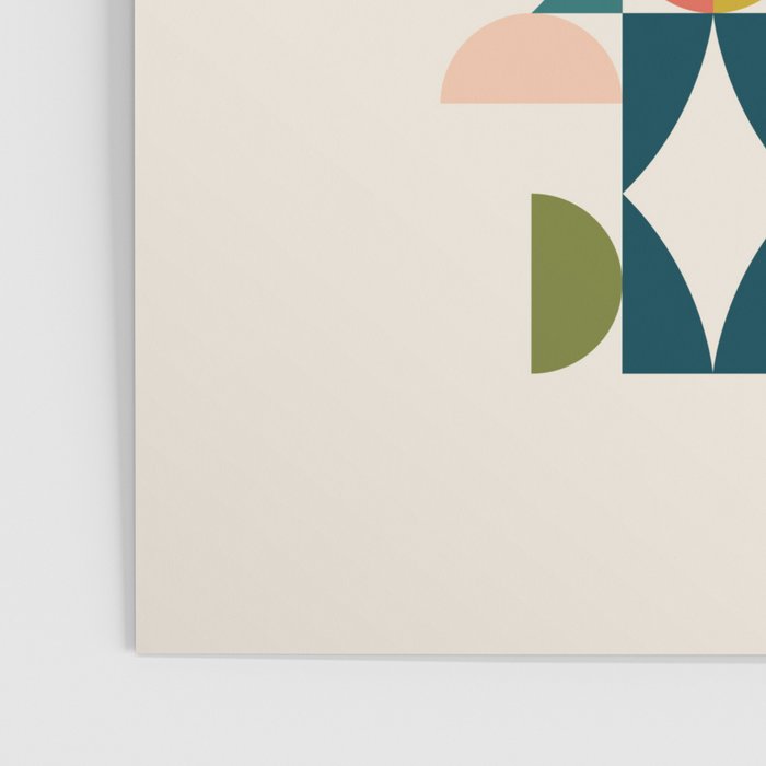 Mid Century Modern Abstract Colorful Shapes Funky Cool Minimalist Pattern Poster Gallery Image 3