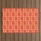 Mid Century Modern Abstract Pattern 721 Mid Mod Orange & Red Outdoor Rug Gallery Image 1