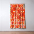 Mid Century Modern Abstract Pattern 721 Mid Mod Orange & Red Window Curtain Gallery Image 3