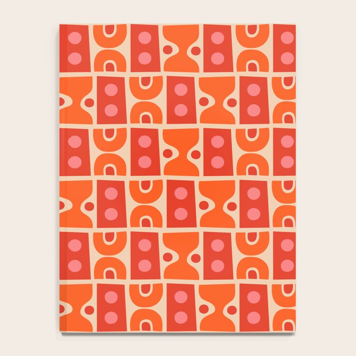 Mid Century Modern Abstract Pattern 721 Mid Mod Orange & Red Notebook Gallery Image 4