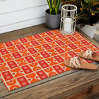 Mid Century Modern Abstract Pattern 721 Mid Mod Orange & Red Outdoor Rug Gallery Image 2