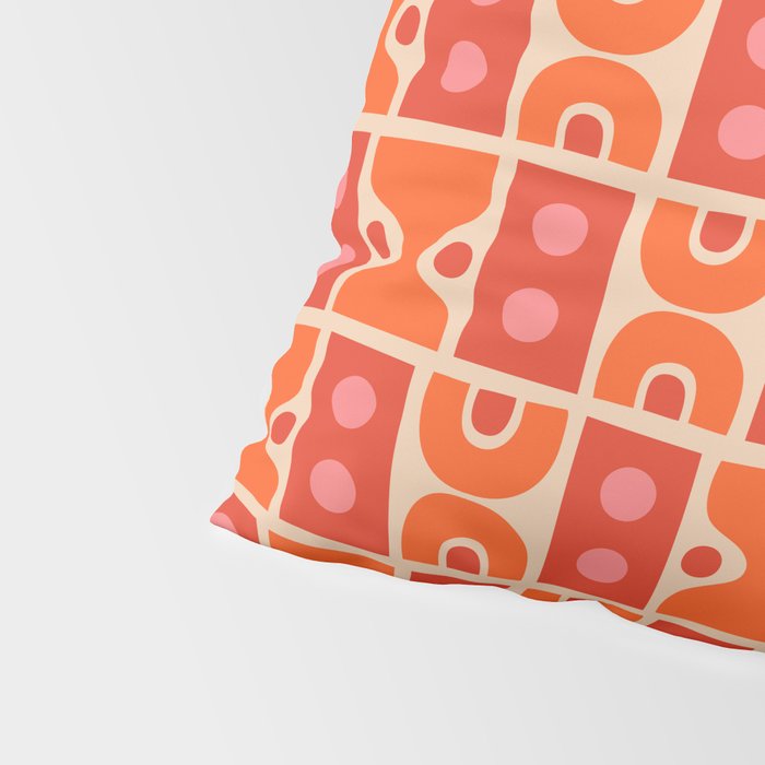 Mid Century Modern Abstract Pattern 721 Mid Mod Orange & Red Pillow Sham Gallery Image 4