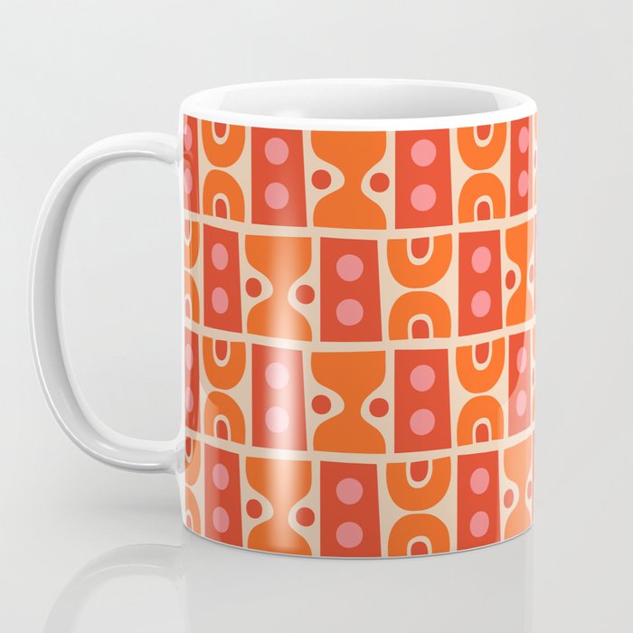 Mid Century Modern Abstract Pattern 721 Mid Mod Orange & Red Coffee Mug Gallery Image 3