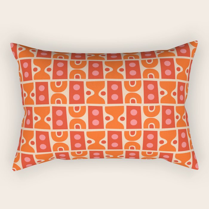 Mid Century Modern Abstract Pattern 721 Mid Mod Orange & Red Rectangular Pillow Gallery Image 2