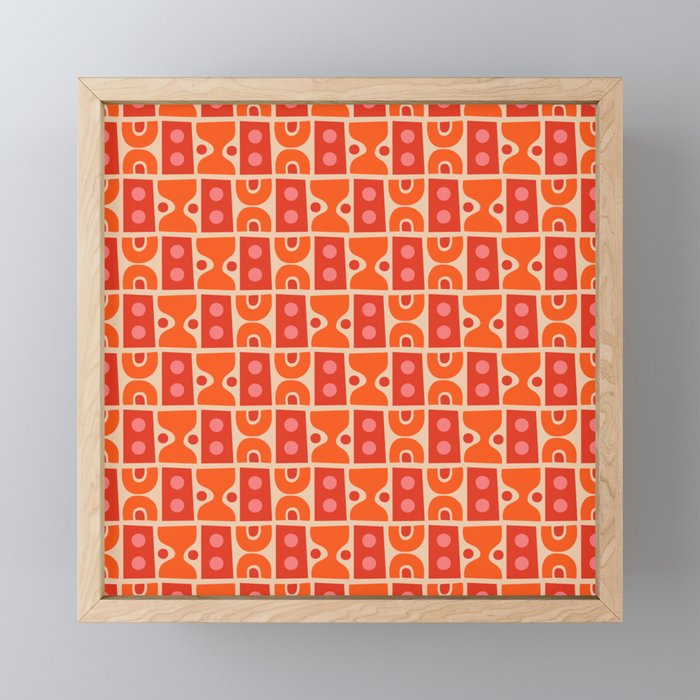 Mid Century Modern Abstract Pattern 721 Mid Mod Orange & Red Mini Art Print Gallery Image 1