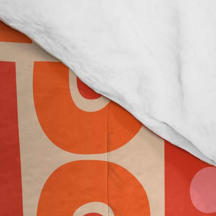 Mid Century Modern Abstract Pattern 721 Mid Mod Orange & Red Comforter Gallery Image 4