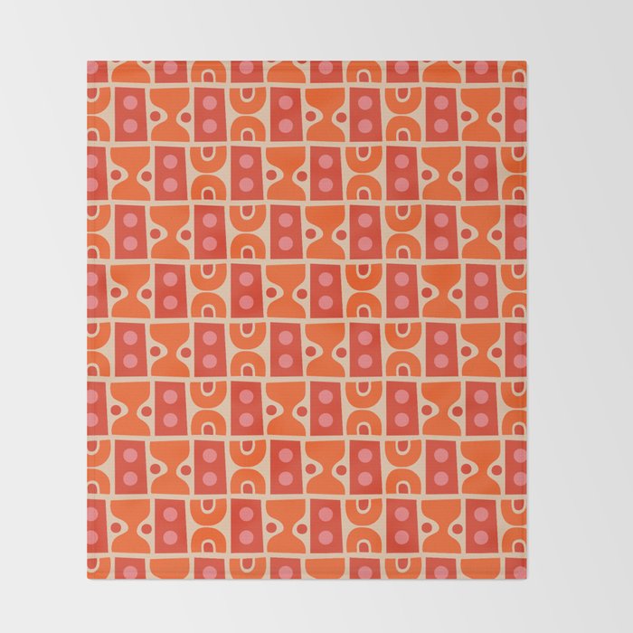 Mid Century Modern Abstract Pattern 721 Mid Mod Orange & Red Throw Blanket Gallery Image 2