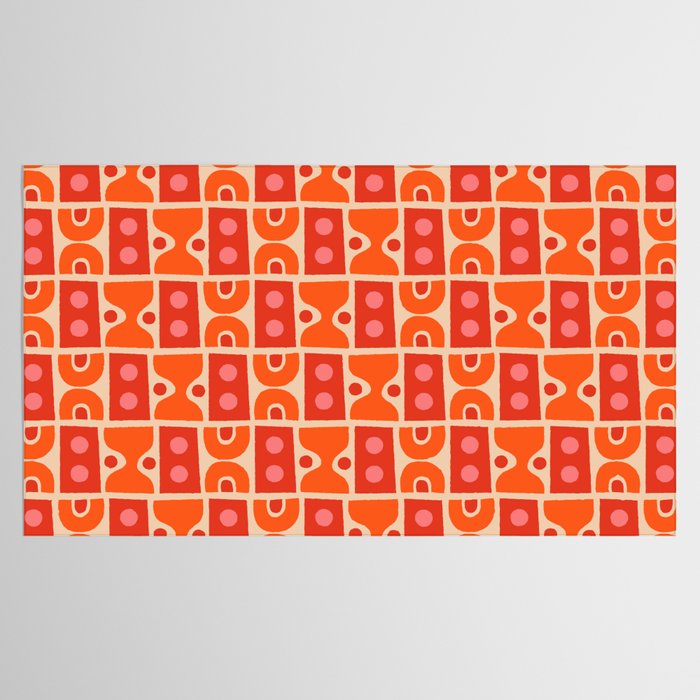 Mid Century Modern Abstract Pattern 721 Mid Mod Orange & Red Tablecloth Gallery Image 2