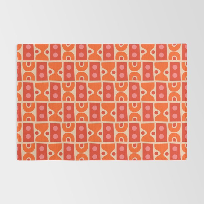 Mid Century Modern Abstract Pattern 721 Mid Mod Orange & Red Rug Gallery Image 2