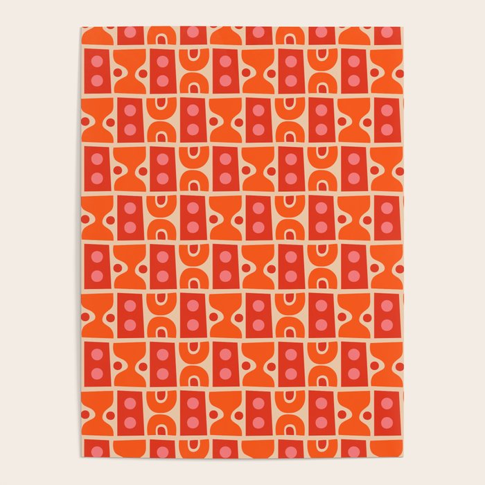 Mid Century Modern Abstract Pattern 721 Mid Mod Orange & Red Poster Gallery Image 4