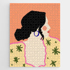 Profile, Bohemian Woman Casual Illustration, Eclectic Feminine Chic Pastel Painting, Girl Boss Lady Dress Up, Floral People Moods Jigsaw Puzzle Gallery Image 1