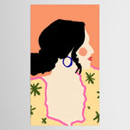 Profile, Bohemian Woman Casual Illustration, Eclectic Feminine Chic Pastel Painting, Girl Boss Lady Dress Up, Floral People Moods Tablecloth Gallery Image 2