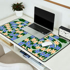Flower Snake - Green, Blue and Off White Desk Mat Gallery Image 2