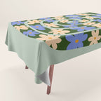Flower Snake - Green, Blue and Off White Tablecloth Gallery Image 1