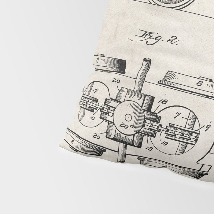 Train Locomotive Patent - Steam Train Art - Antique Pillow Sham Gallery Image 4