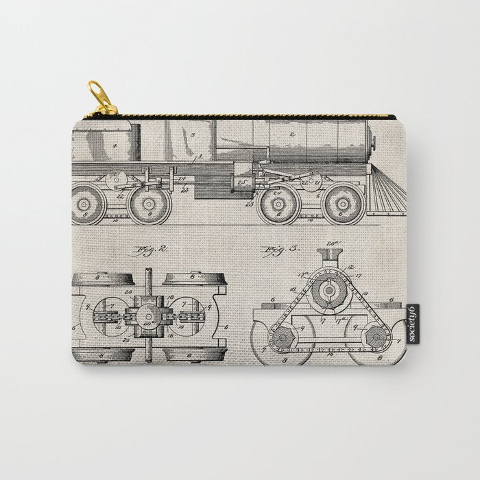 Train Locomotive Patent - Steam Train Art - Antique Carry All Pouch Gallery Image 1