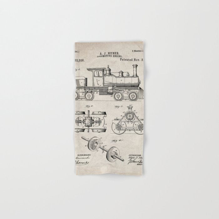 Train Locomotive Patent - Steam Train Art - Antique Towels Gallery Image 1
