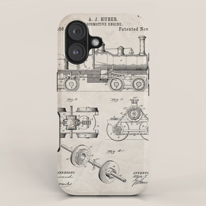 Train Locomotive Patent - Steam Train Art - Antique iPhone Case Gallery Image 1
